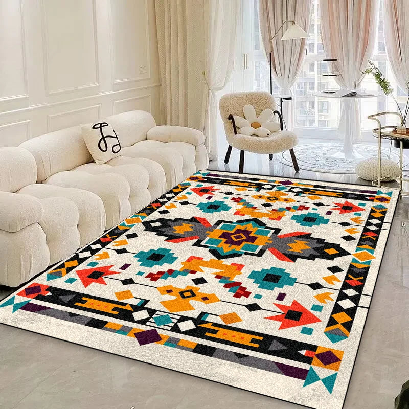 Retro Living Room Carpets Large Area Home Decor Light Luxury Bohemian Colorful IG Ethnic art Style Soft Bedroom Bedside Rug