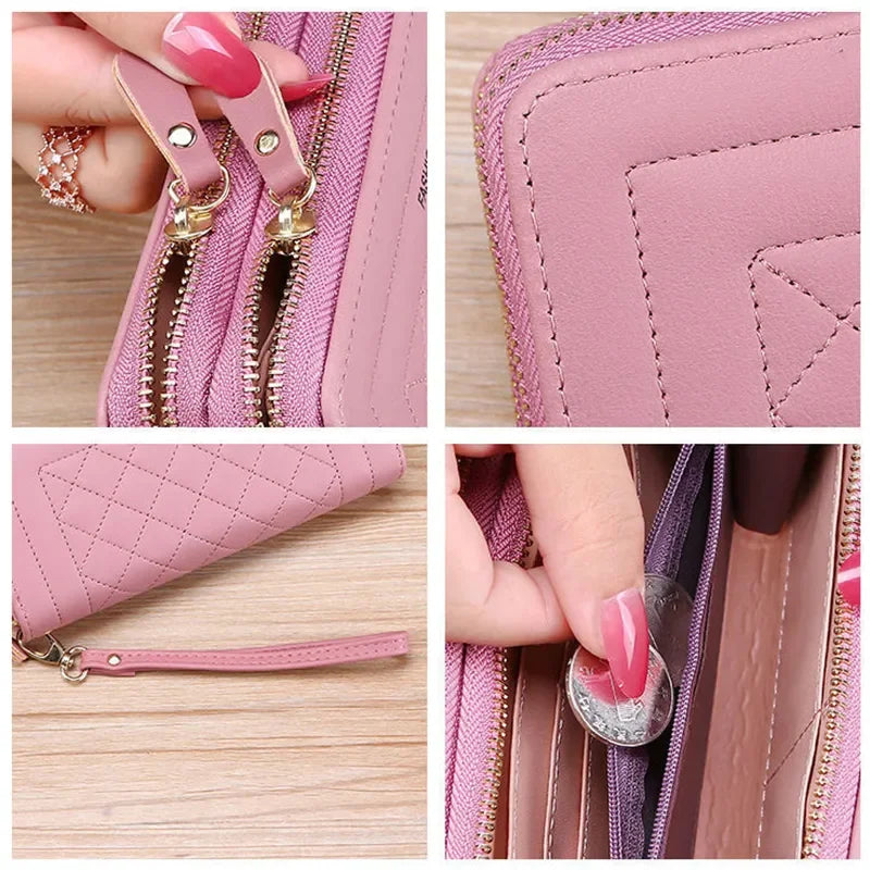Hemasa Long Wallet for Women /Tassel Coin Purse Card Holder Wallets/ Double Zipper PU Leather Clutch Bags/ Luxury Money Phone Bag