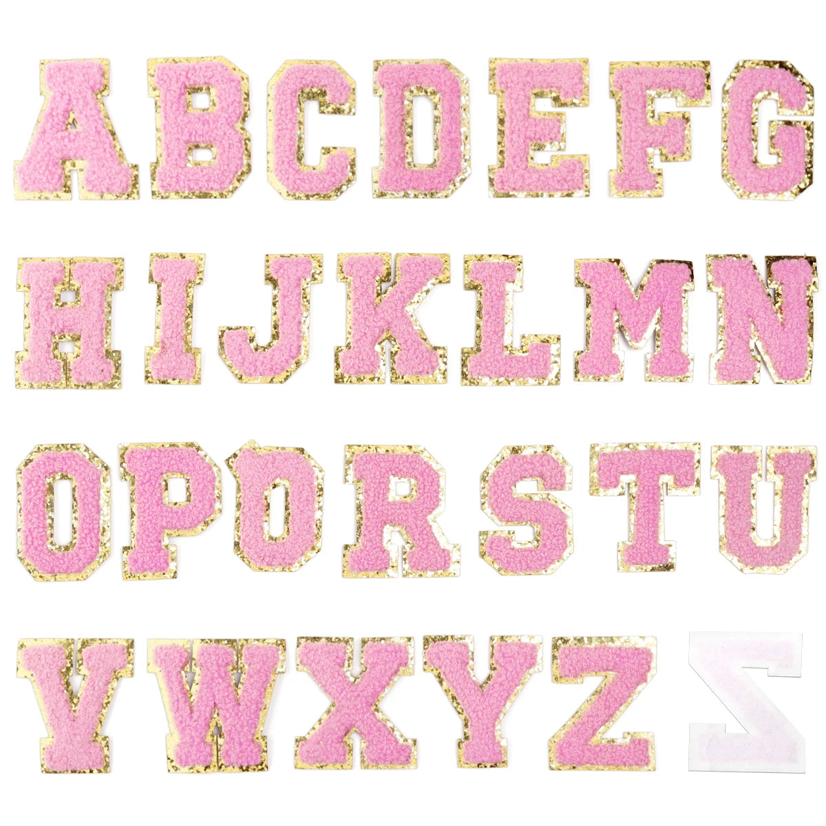 26Pcs/Set 6cm English Letter Patches Gold Edged Chenille Patches Ironing Fabric For DIY Crafts Name Sticker Bags Clothing Decor