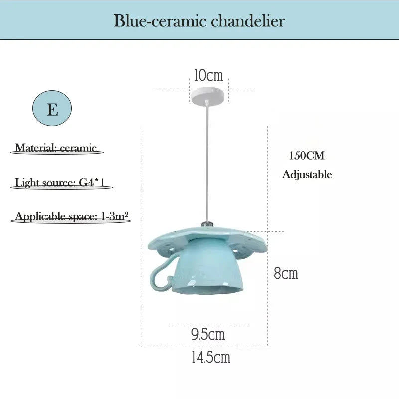 Chinese Style Flower Ceramic Cup Chandeliers Dining Room Dining Table Lamp Modern Creative home Decor Bedroom Bedside Chandelier