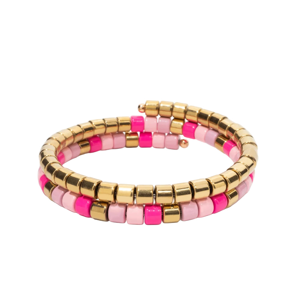 Tejesa 5X6mm Tube Beads Circle Enamel Bangle For Women Beaded Colorful Beads Boho Hand Accessory