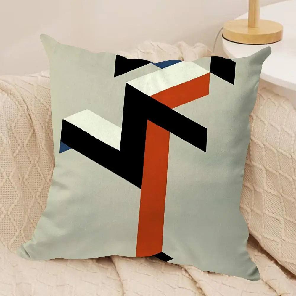 Hemasa  4Pcs Geometry Cushion Cover Soft Plush Fabric Double-Sided Printed Sofa Cushion Cover for All Seasons Home Decor
