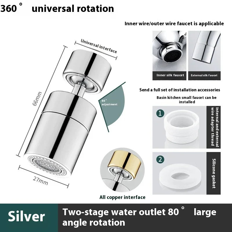 Home  360° Basin Faucet Adapter Do Kranu Spray Filter Accessory Kitchen Sink Splash 2 Rotary Adjustable Washbasin Proof Shower