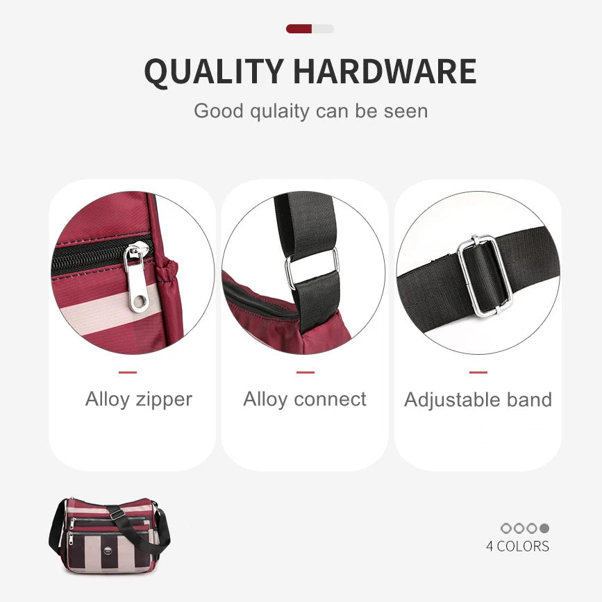 Stripes Shoulder Bags for Women Waterproof Crossbody Casual Multifunction Shopping Large Capacity Messenger Bag Female Pocket