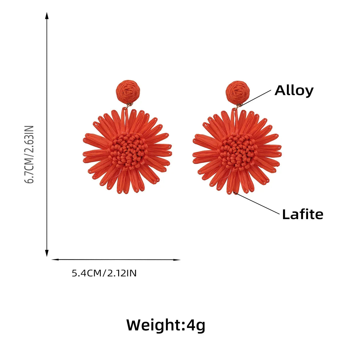 Fashionable New Lafite Flower Geometry Earrings for Women's Exaggerated and Simple Dangle Earrings Banquet Jewelry Accessories