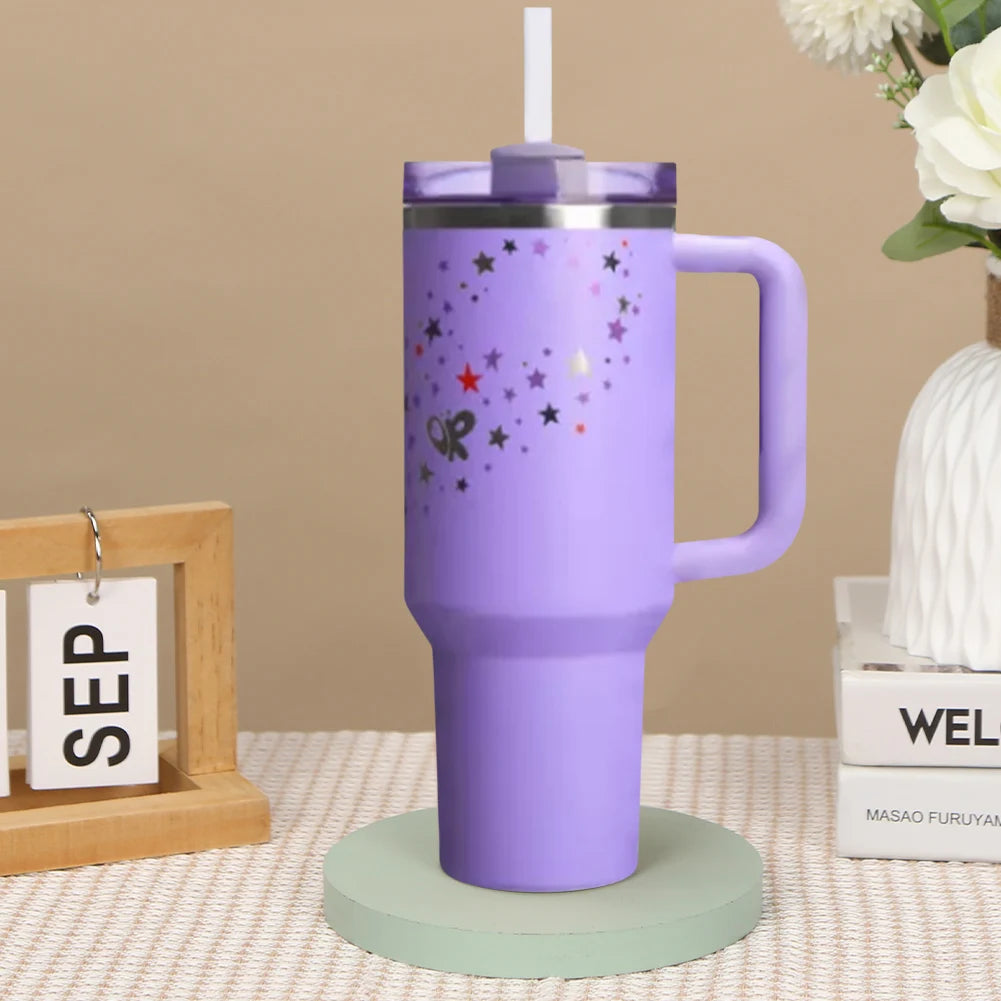 Hemasa 40oz Double-Layer Insulated Cup Lid&Straw Thermal Water Bottle /Stainless Steel Vacuum Insulated Mug Cup for Cold Hot Beverages