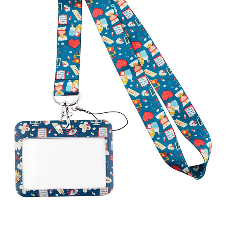 Dentist Doctor Nurse Cartoon Credential Neck Strap Lanyards Keychain ID Card Pass Hang Rope Lariat Key Chain Ring Badge Holder