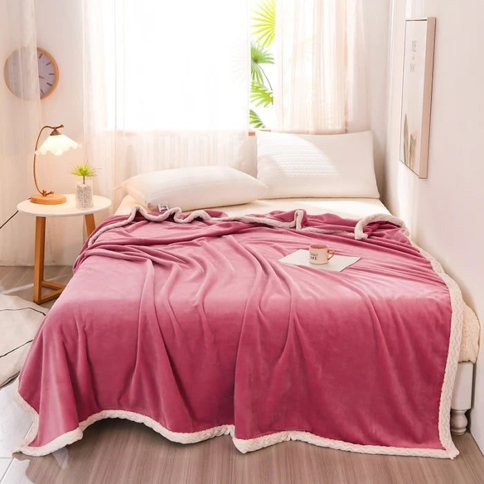 Solid Flannel Blankets for Beds Soft Warm Fluffy Faux Fur Mink Throw Solid Color Sofa Cover Bedspread Lightweight Blanket