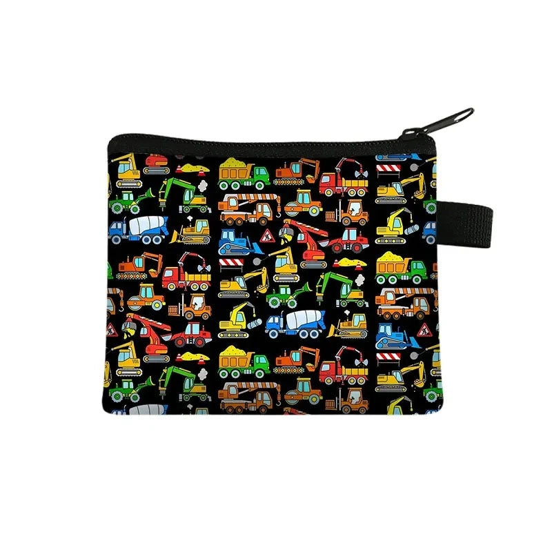 Tejesa Cartoon Coin Purse Keychain Zipper Pouch Kids Wallet Coin Bag Cute Excavator Purses and Handbags Small bag