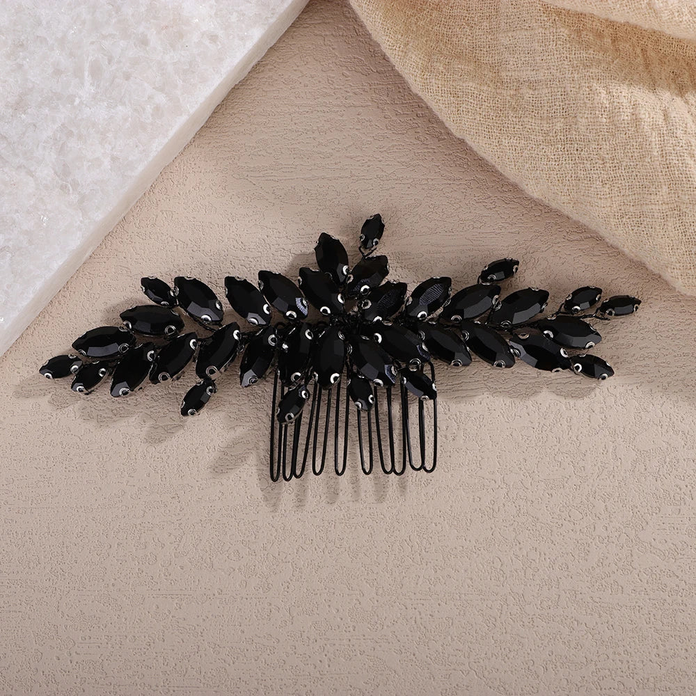 Hemasa  Rhinestone Bridal Hair Comb /Red Blue Headpiece for Women