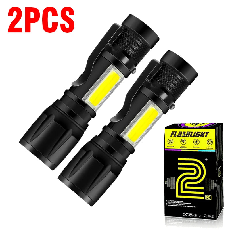 Hemasa LED Powerful Flashlight Rechargeable Multi Functional for Long Range Portable Outdoor Home Mini Flashlight with Cap Clip