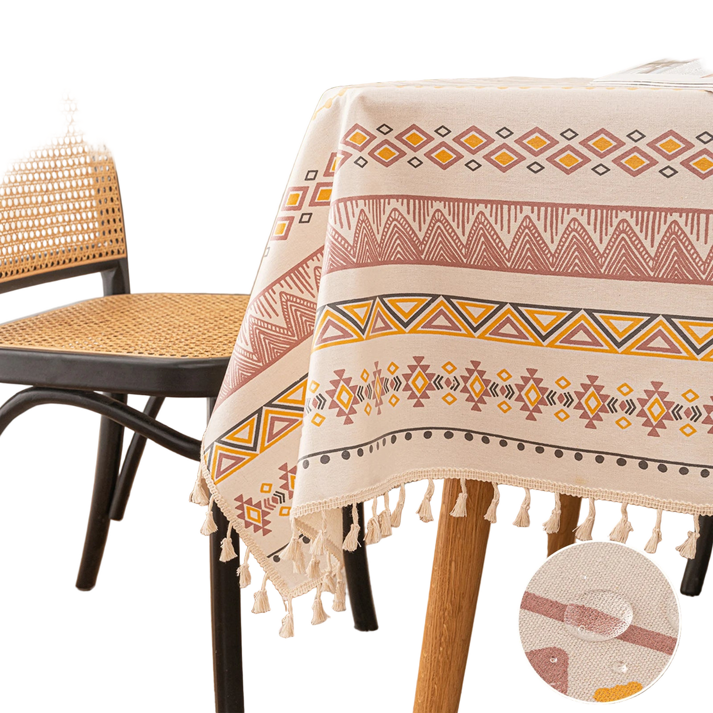 Tejesa  Cotton Linen  Tasse Waterproof Tablecloth /Patio/ Outdoor Wrinkle Free Table Protector Covers