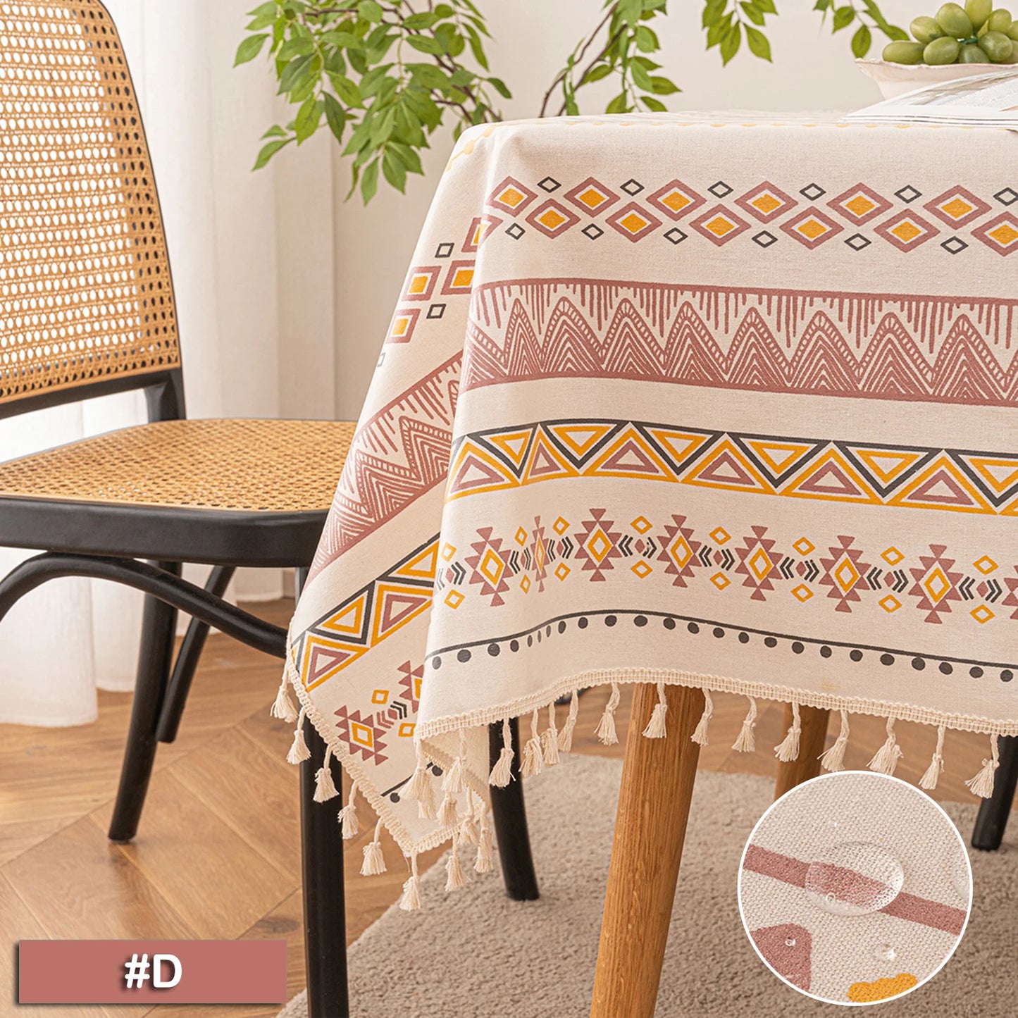 Tejesa  Cotton Linen  Tasse Waterproof Tablecloth /Patio/ Outdoor Wrinkle Free Table Protector Covers