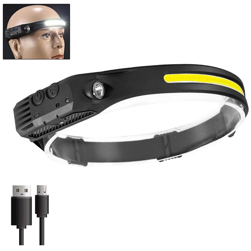 Hemasa 1-10PCS LED Indication Headlamp Rechargeable Head Flashlight 1200mah Built in Battery Outdoor Camping Fishing Headlight Lantern