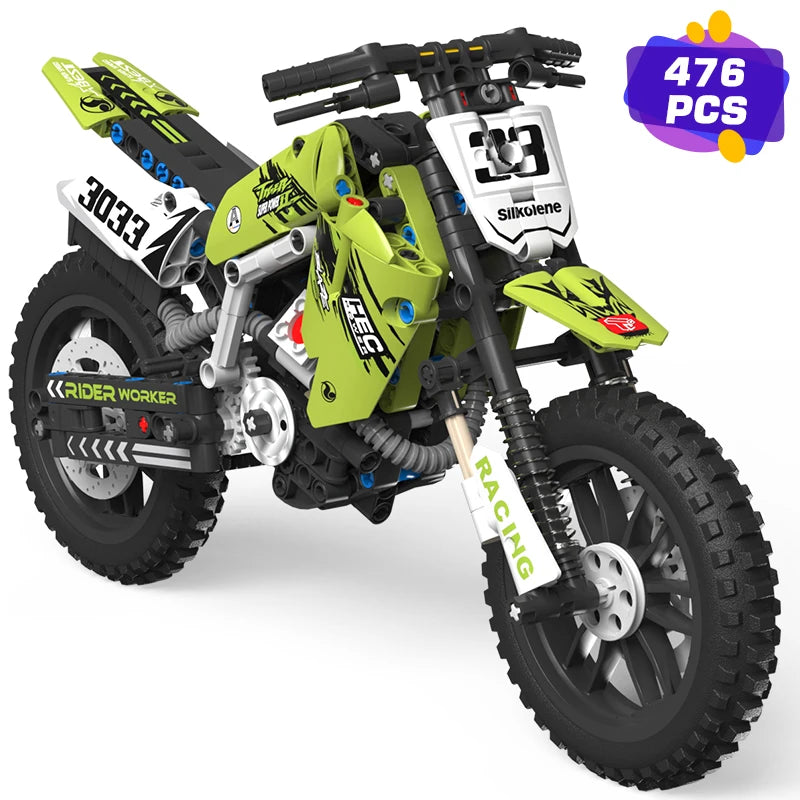 Technical Motorcycle Building Block Set, 1:10 Scale Model, Motorcycle Gift for Boys and Children Ages 8 and Up 476 pcs