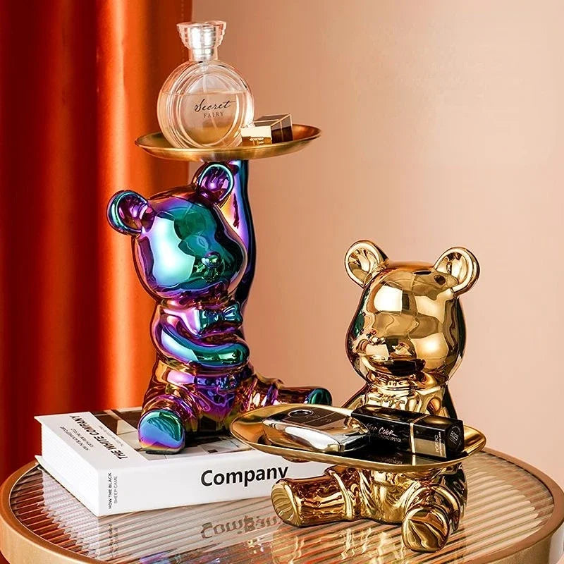Hemasa  Entrance Key Storage Ornament  Cartoon Plating Violent Bear Tray Desktop Ornament Living Room TV Cabinet Home Decoration