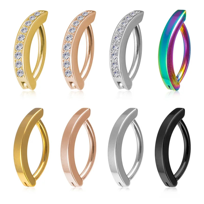 1pc Zircon Curved Bar Belly Button Ring Navel Piercing for Women Beach Belly Stud Stainless Steel Fashion Sexy Body Jewelry 14G