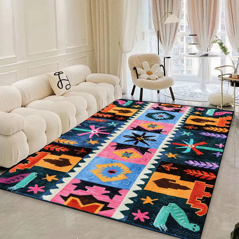 Retro Living Room Carpets Large Area Home Decor Light Luxury Bohemian Colorful IG Ethnic art Style Soft Bedroom Bedside Rug