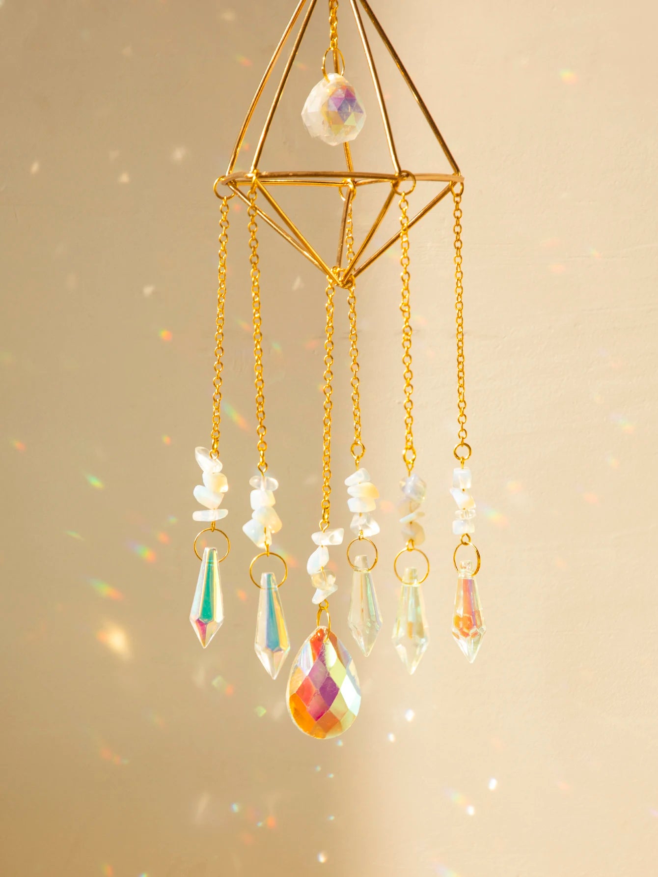 Hemasa  Crystal Wind Chime Hanging Sun catcher/ Boho Home Decoration Light Catcher Stained Glass Prism