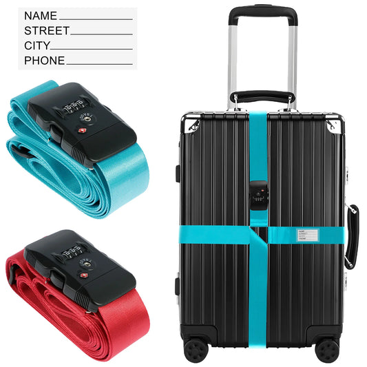 Tejesa 2/1pc Luggage Strap Anti-theft Suitcase Buckle Cross Strap TSA Customs Lock Adjustable Bundle Baggage Belt for 20-32in Luggage
