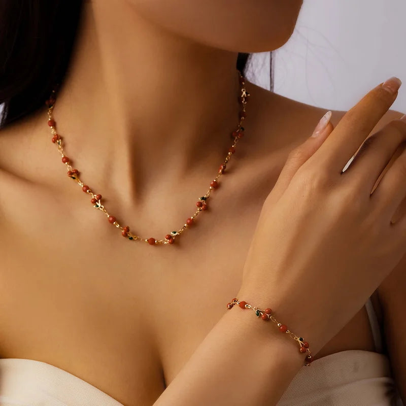 Elegant Colorful Love Heart Shape Lucky Turkey Evil Eye Bracelet For Women Men Cherry Flower Zircon Metal Chain Bangles Jewelry