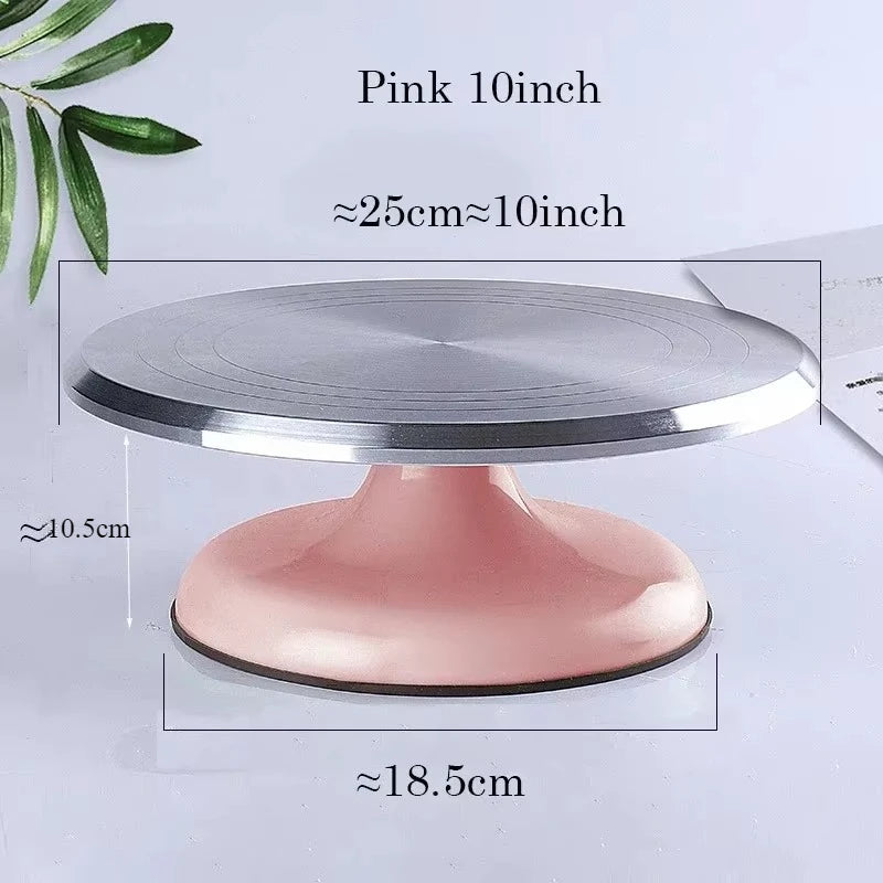 Tejesa 10Inch Pastry Turntable Cake Stand Aluminum Alloy Professional Pastry Rotating Tray and Pastry Accessories Decoration Tool