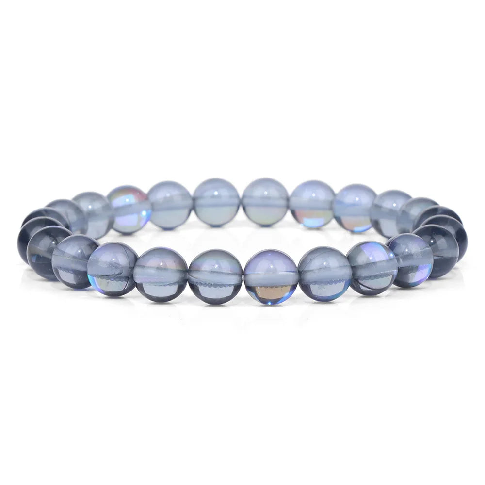 Tejesa Blue Flash Stone Bracelets For Men Crystal Glass Moonstone Couple Bracelets For Women Cat Eye Chalcedony Opal Handmade Bangles