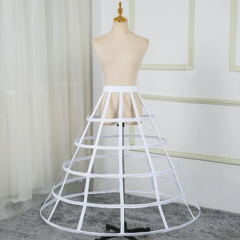 Women's Dress Underskirt Vintage Cage Pannier 5 Hoops Skirt Crinoline Cosplay Victorian Bustle Petticoats