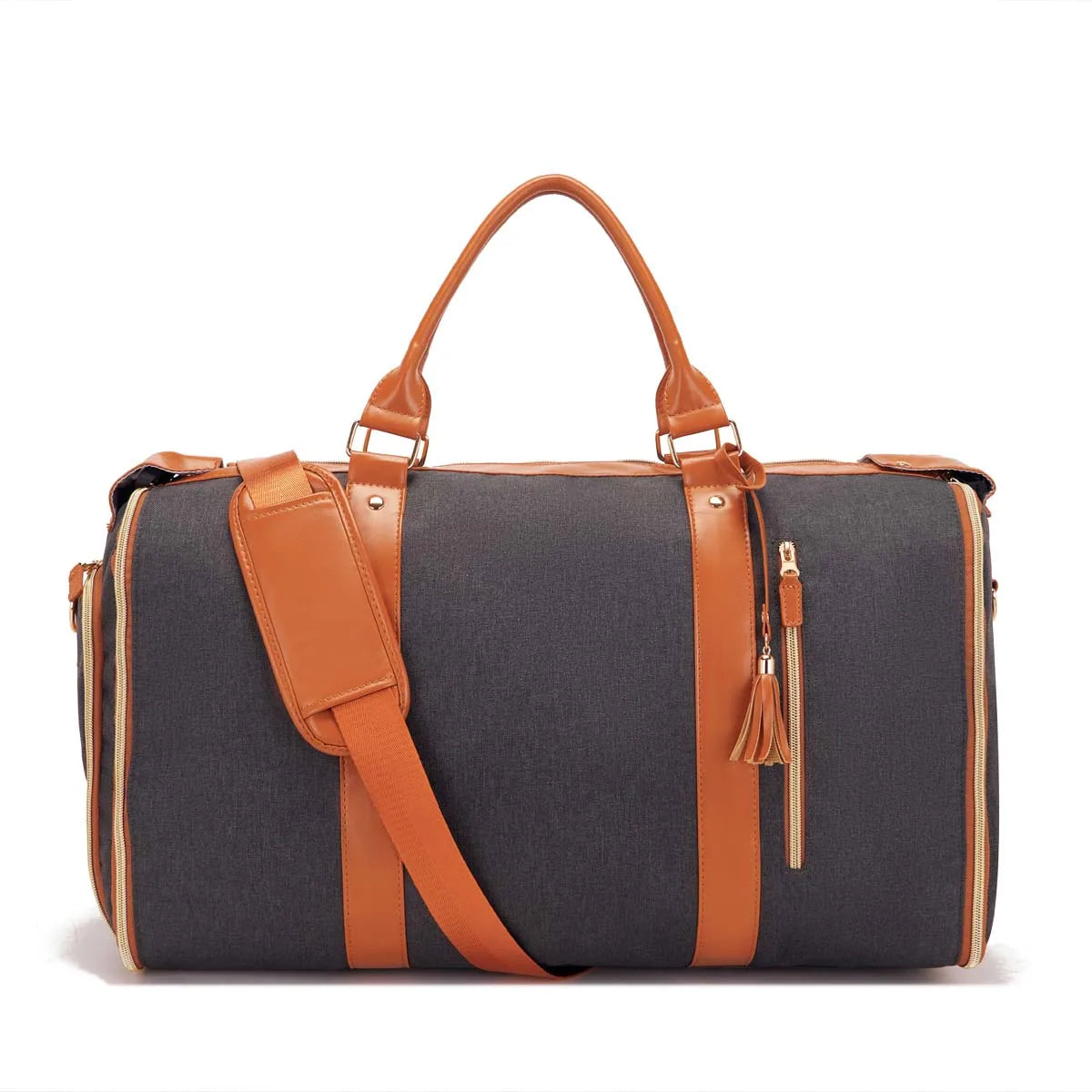 Fabric solid color striped foldable and expandable multifunctional travel bag