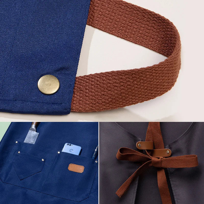 1pcs Kitchen Waterproof Apron,Chef Apron for Men Women,Cotton Canvas Household Work Aprons for Shop Garden Restaurant Cafe