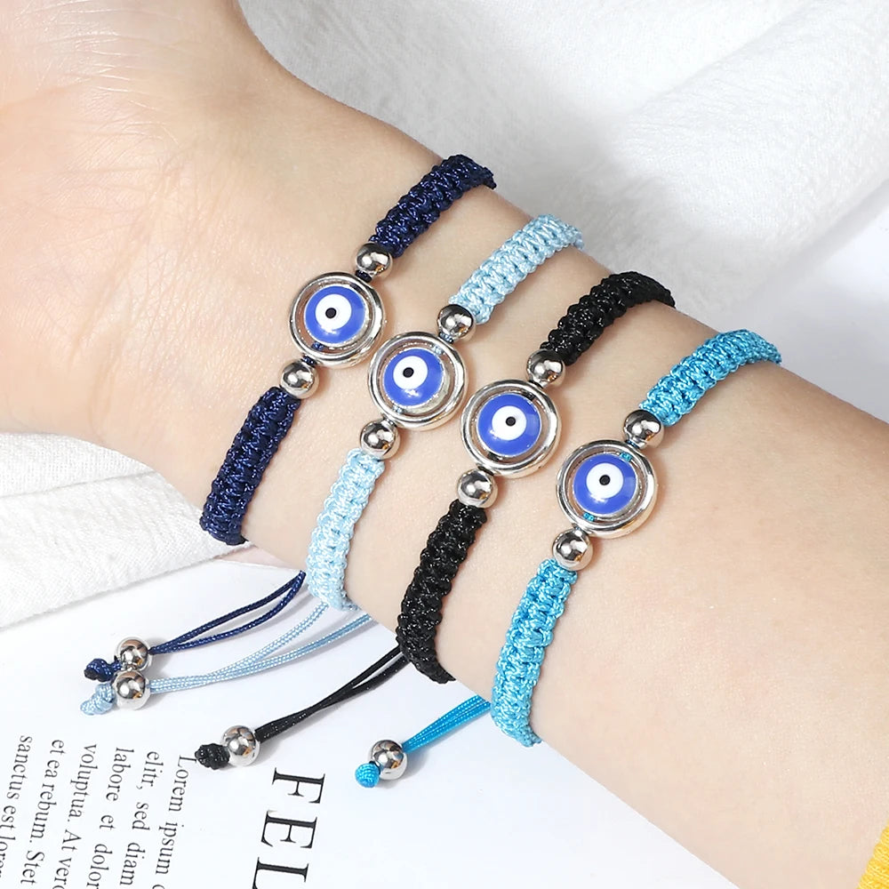 Lucky Blue Evil Eye Braided Rope Bracelets Couple Distance Black Red String Handmade Weave Bracelet Women Men Charm Jewelry Gift