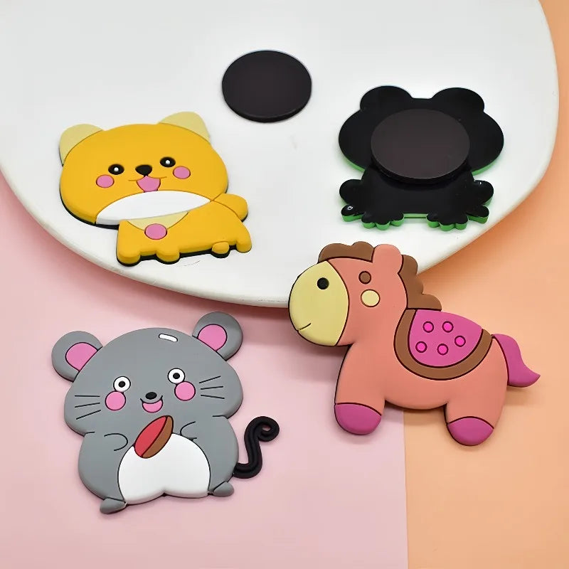 Tejesa 12pcs Cute Animal Fridge Magnets Set with Elephant, Giraffe,Cow, Sheep,Koala,Panda,Frog and so on - Soft Colorful Plastic Decor