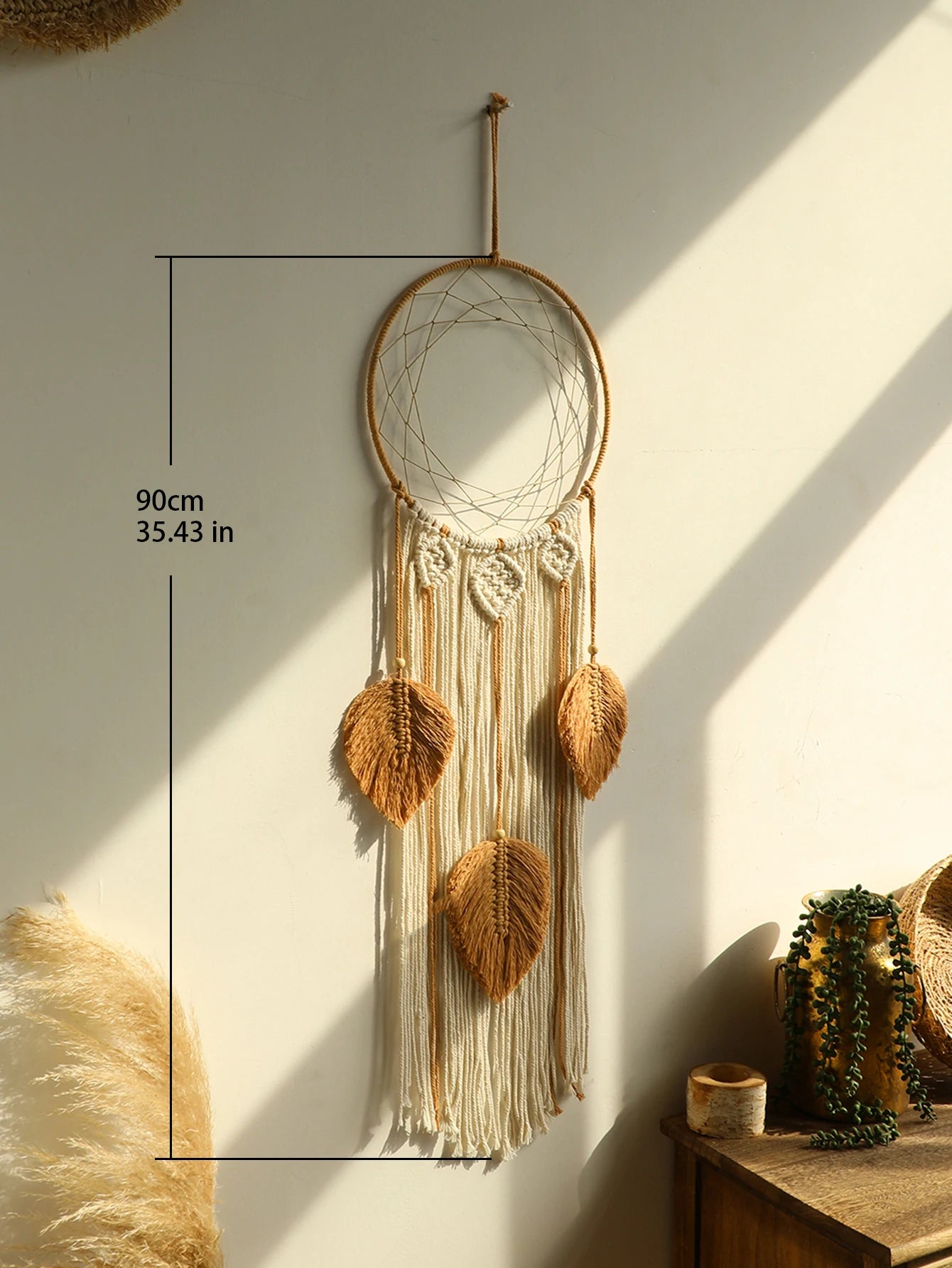 Hemasa Macrame Dream Catcher Bohemian Leaf Hanging Wall Nordic Decor Boho Handmade Tapestry Ornaments For Home Living Room Decoration