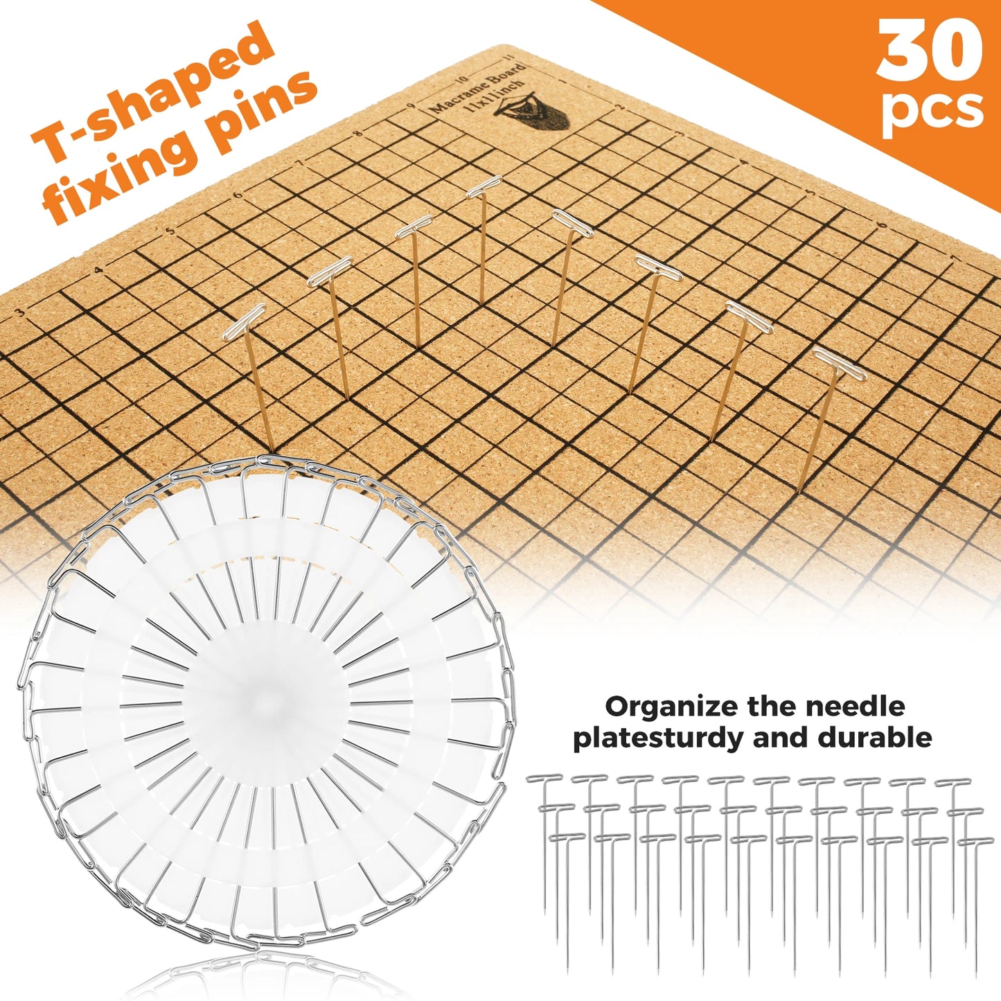 Tejesa Hand Macrame Board Double Sided Gridded Macrame Mat Hand Knitting Cork Board for Braiding Bracelet DIY Project Boho Dreamcatcher