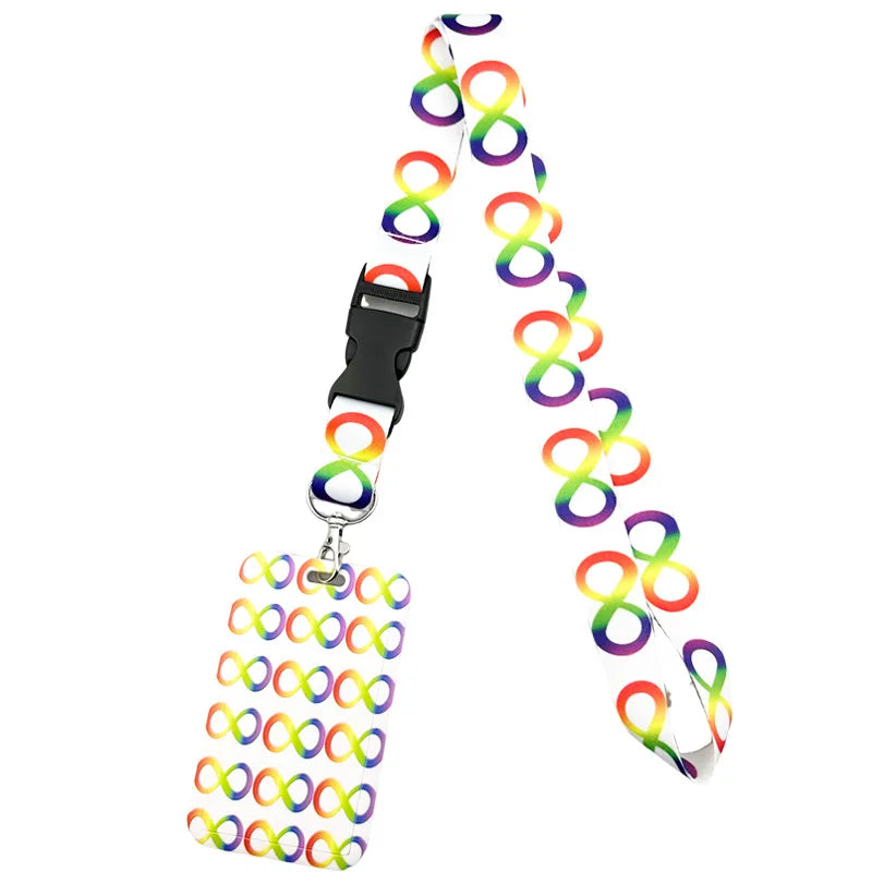 Autism Pattern Anime Lanyard Badge Holder ID Card Lanyards Mobile Phone Rope Key Lanyard Neck Straps Keychain Key Ring