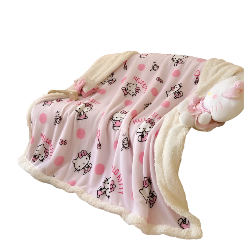 Hemasa Hello Kitty  Double-Layered  Reversible Washable Throw Blanket
