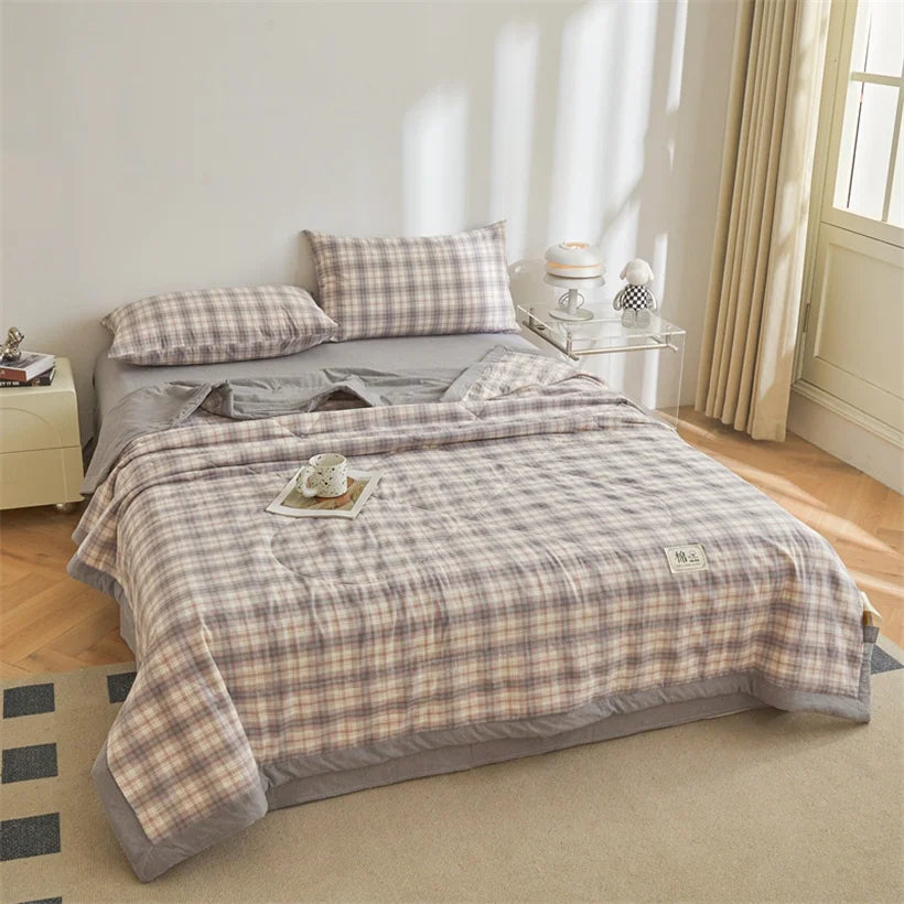 Tejesa Summer 100% Cotton Thin Quilt Comforter Soft Air Conditioning Quilt/Duvet/Blanket Lightweight Bed Cover Soft Bedding
