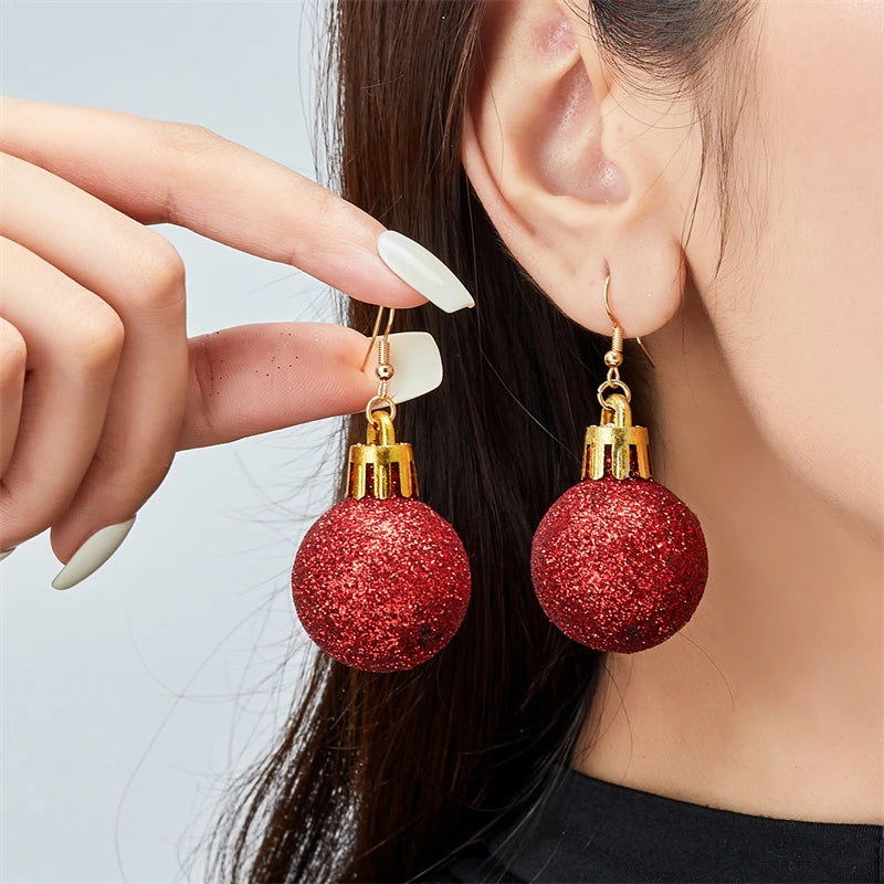 Merry Christmas Colorful Light Bulb Ball Shaped Drop Earrings for Women Luxury Creative Earrings Girl New Year Party Jewelry