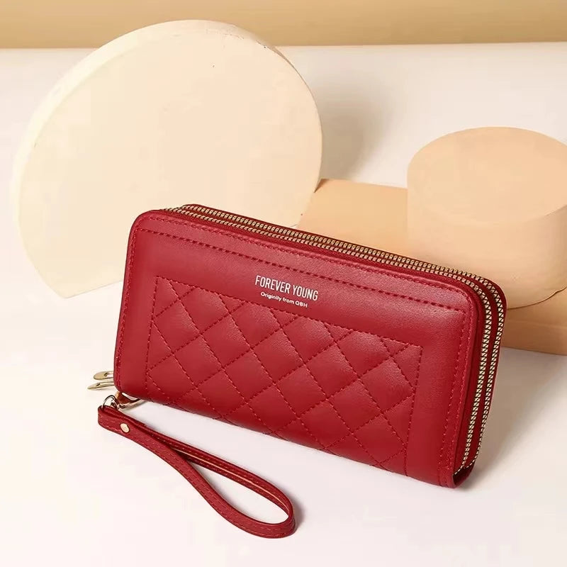 Hemasa Women's Mobile Phone Bag with Double Zipper Wallet large capacity Card Bag Coin Purse