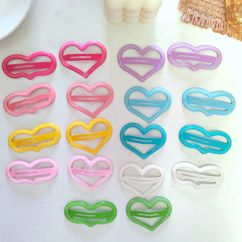 Hemasa 4pc Alloy Big Heart Colorful  Clips for Women/ Girls/ Children