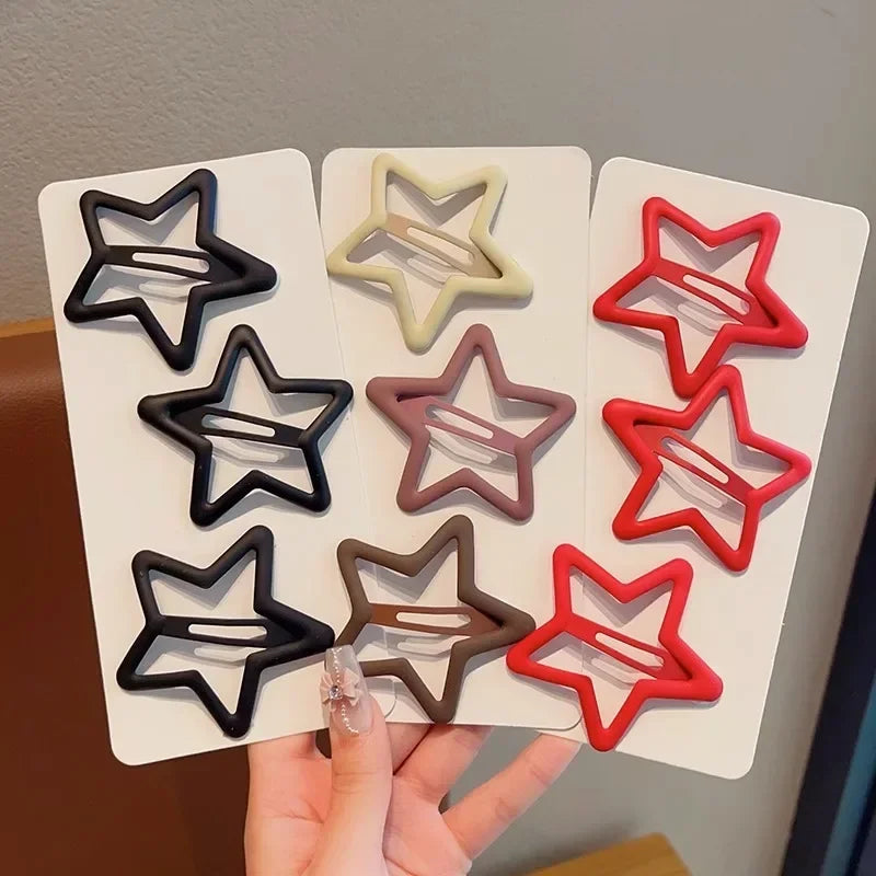 Hemasa 6pc Korean New Big Star BB Hairpin Hair Side Clips for Girls Women Kids Gift Wedding Party Hair Accessories