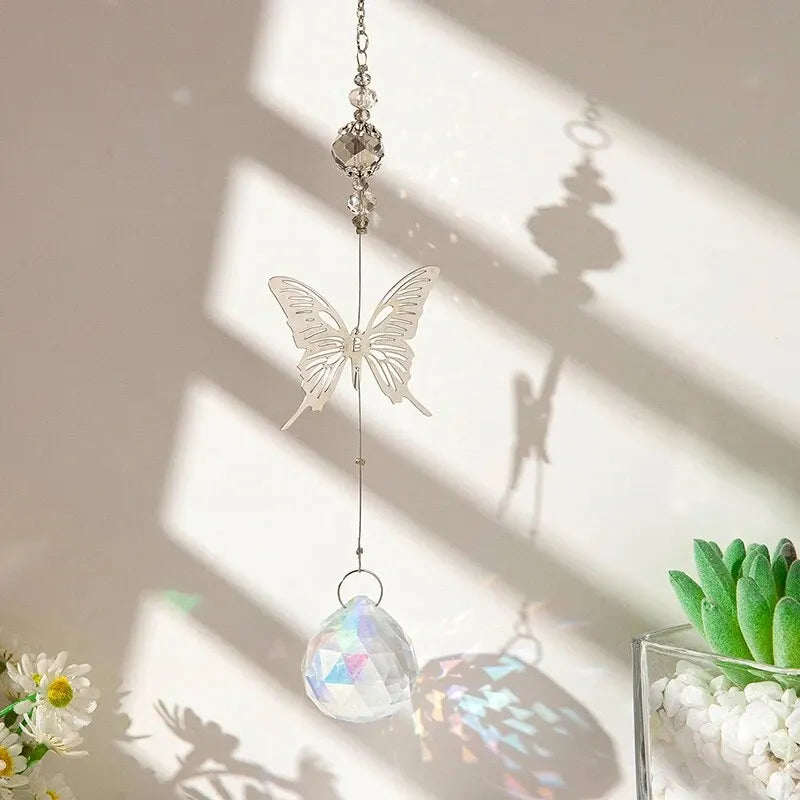 Tejesa  Butterfly   Coloured  Crystal  Suncatcher Prism Ball Pendant Rainbow Maker Family Room Wedding Party Decoration