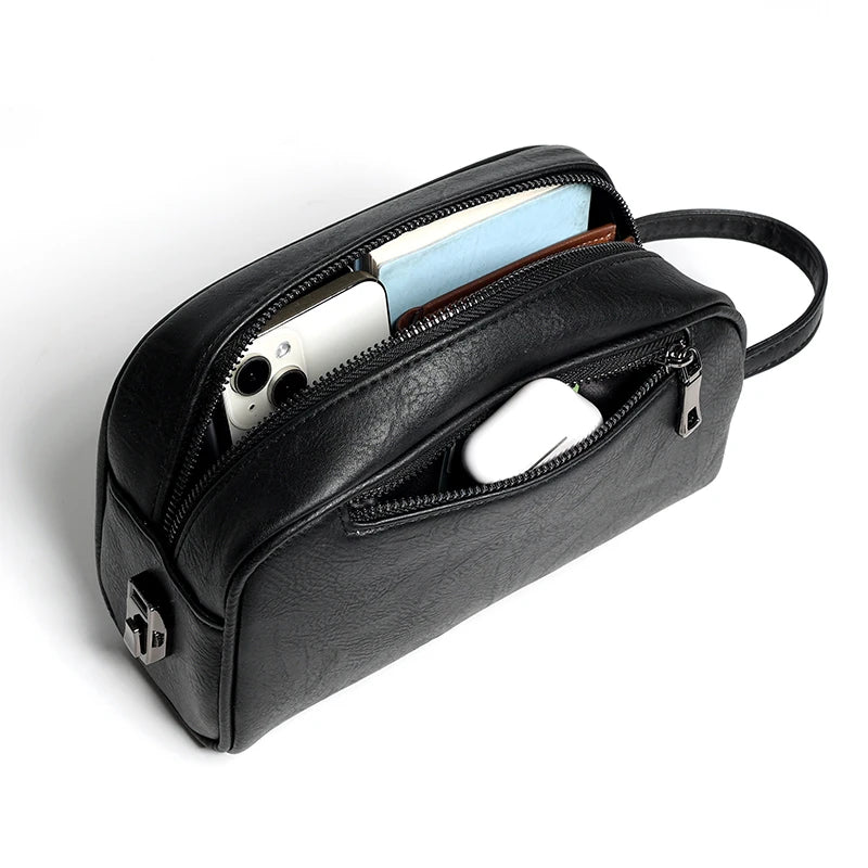 Fashion Printing Men's Bag Handbag High Quality PU Leather Clutch Bags Money Purse For Men Wasit Strap Wallets Man Pouch Bolsos