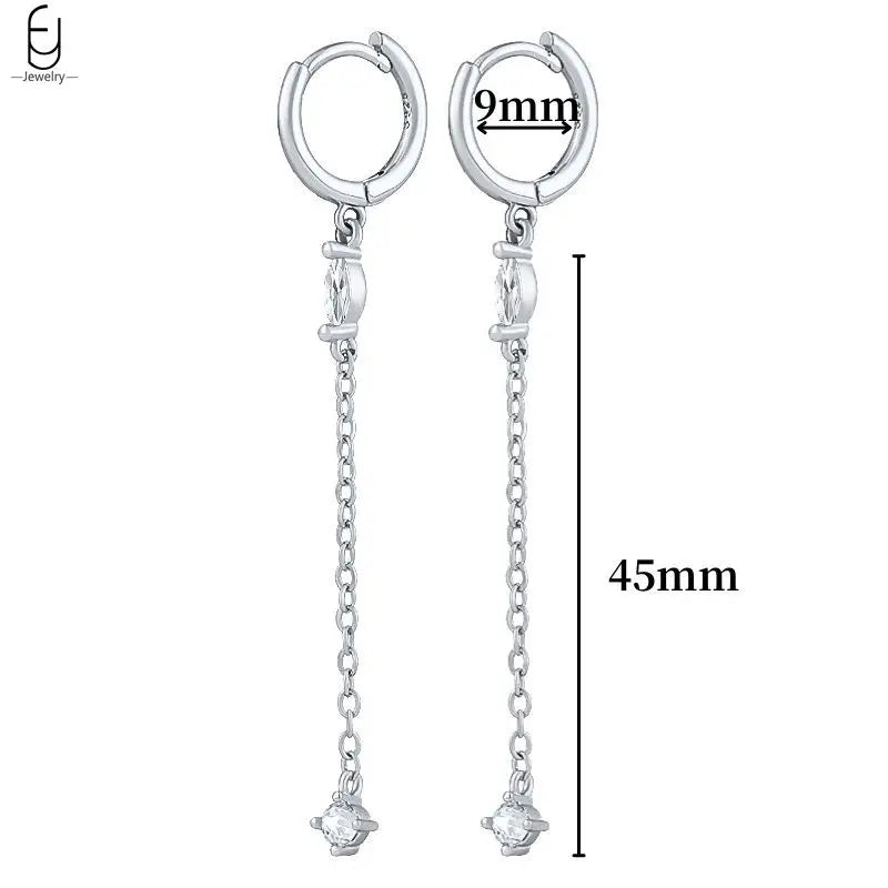 Hemasa 925 Sterling Silver Ear Buckles Fashion Hoop Earrings /White Crystal Luxury Women's Earrings Wedding Women's Jewelry Premium Gift