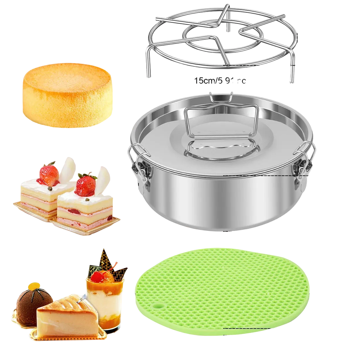 Tejesa 2/1 Tier Flan Pan Mold Breakfast Steamer Cake Baking Flan Pot for Chocolate Cupcake Pudding Large Capacity Lunch Box Dough Bowl