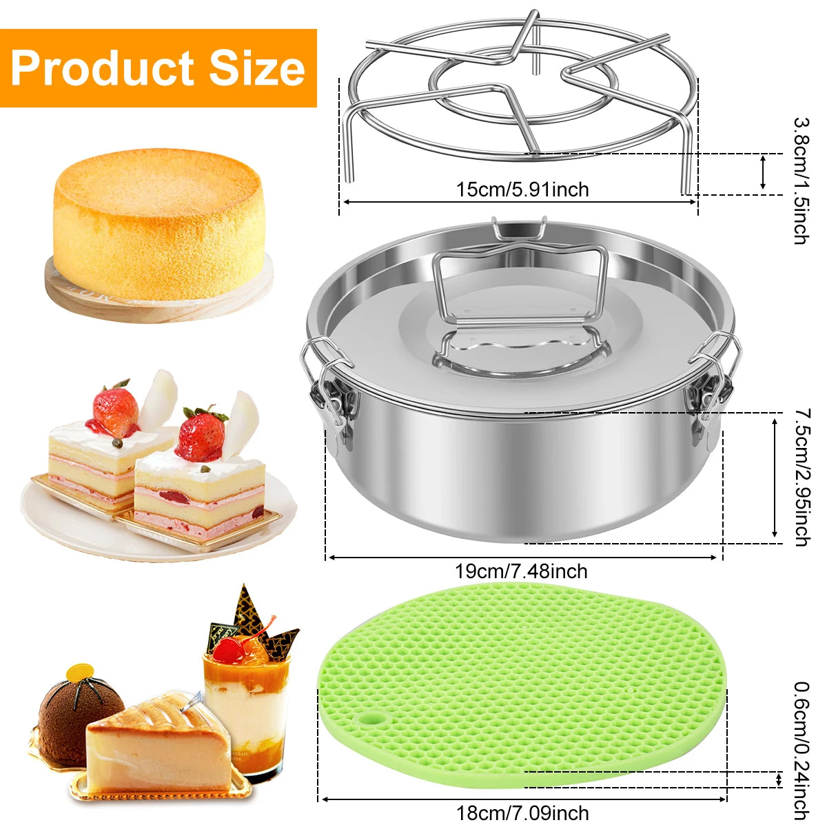 Tejesa 2/1 Tier Flan Pan Mold Breakfast Steamer Cake Baking Flan Pot for Chocolate Cupcake Pudding Large Capacity Lunch Box Dough Bowl