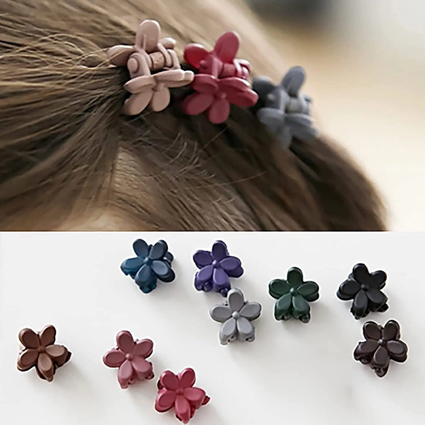 50/100/200 Pcs Candy Color Mini Flower Hair Claws for Baby Girls Cute Fashion Plum blossom shape Kids Children's Hair clips
