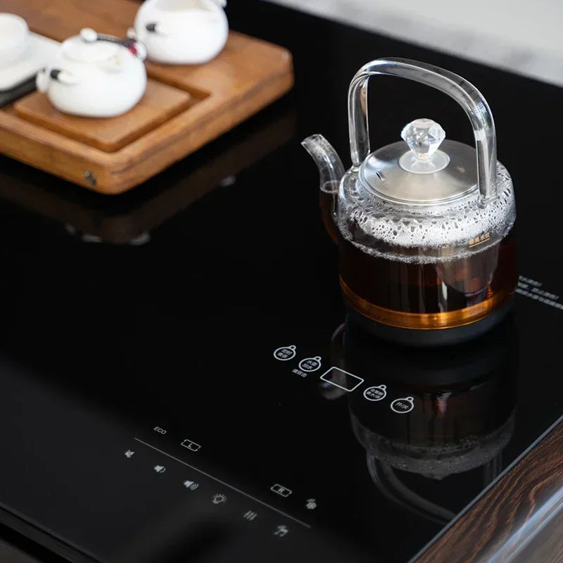 Smart Coffee Table, Living Room Smart Table, with 135L Drawer Refrigerator Wireless USB Charging Port Multifunctional Wood Grain