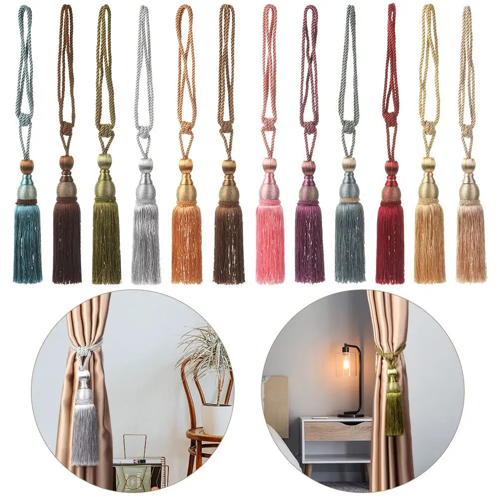 1 Pair Practical Simple Large Holder Strap Braided Tiebacks Tie Backs Tassel Curtain Rope