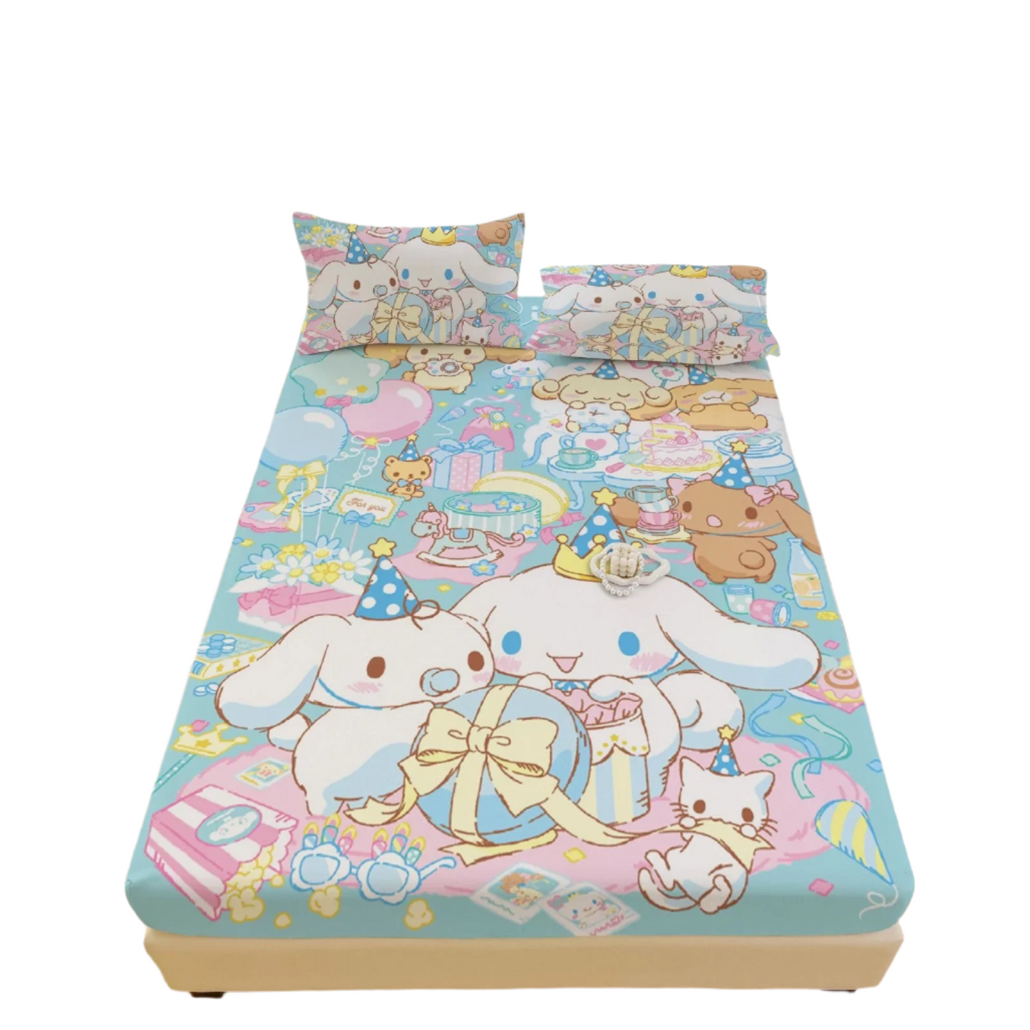 Hemasa  Bed Mattress Cover Cute Cartoon Painted Bed Linen Fitted Sheet For Kids Adult Single Double Size